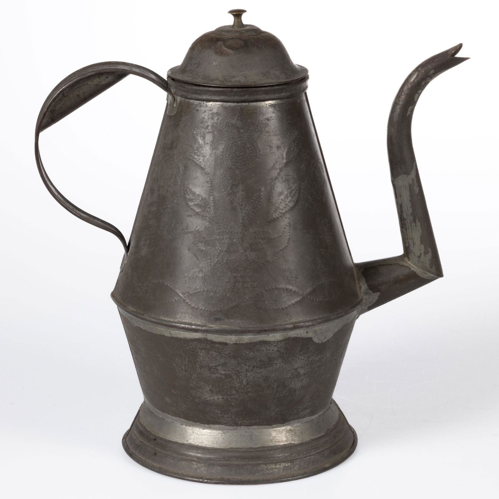 SIGNED M. UEBELE (BERKS CO., PENNSYLVANIA) WRIGGLEWORK / PUNCHED SHEET TIN COFFEE POT (1 of 5)