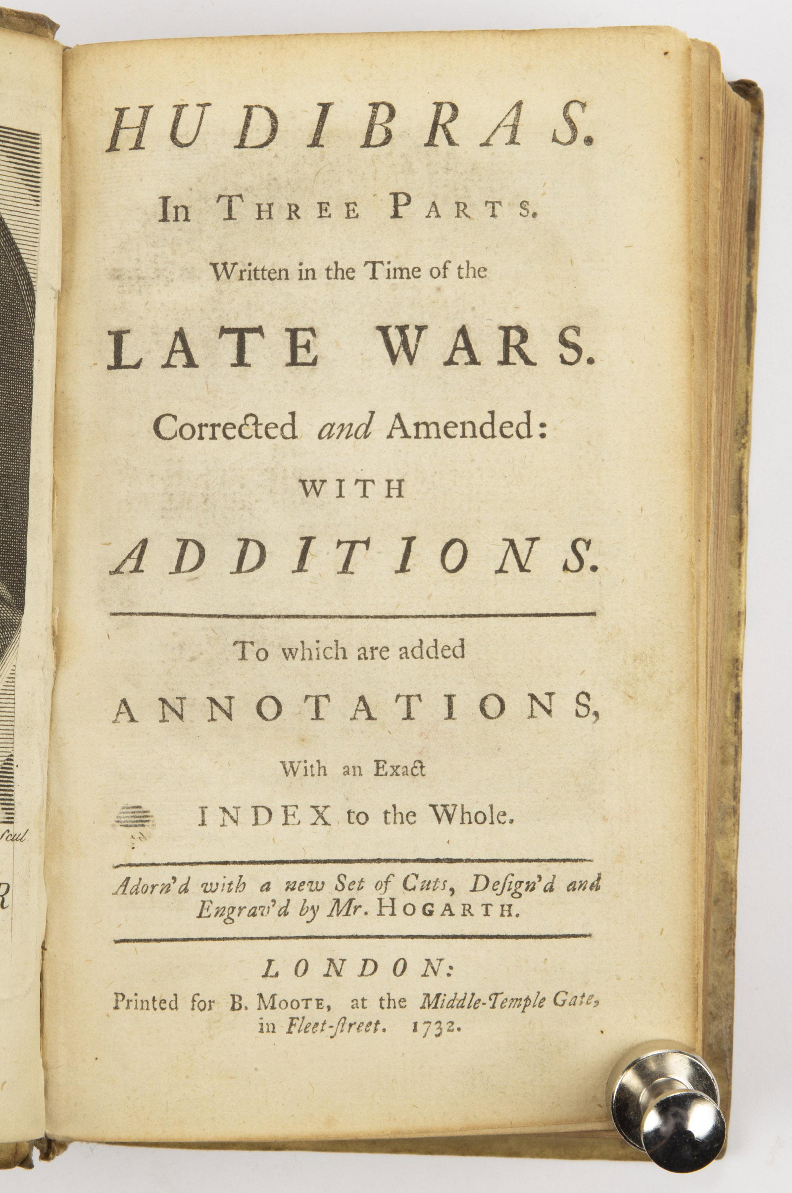 IMPORTANT JANE AUSTEN ASSOCIATED ANTIQUARIAN VOLUME OWNED BY HER FATHER: IMPORTANT JANE AUSTEN ASSOCIATED ANTIQUARIAN VOLUME OWNED BY HER FATHER, Samuel Butler, Hudibras. I Three Parts. Written in the Time of the Late Wars. Corrected and Amended with Additions. To which ar
