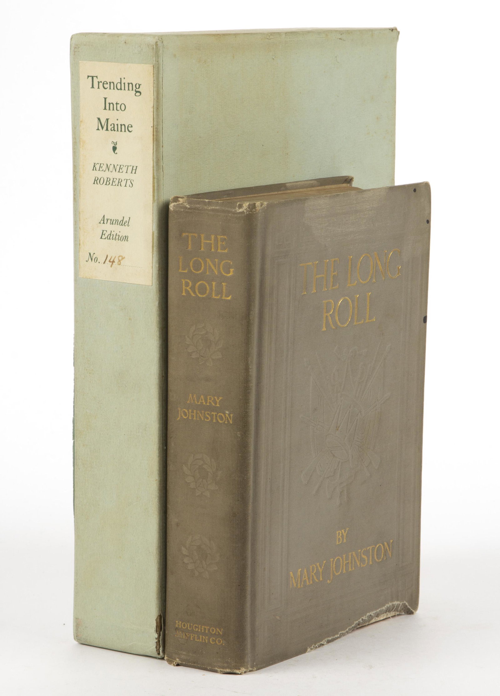 N. C. WYETH SIGNED AND ILLUSTRATED VOLUMES, LOT OF TWO: N. C. WYETH SIGNED AND ILLUSTRATED VOLUMES, LOT OF TWO, (1) Kenneth Roberts, Trending into Maine. Boston: Little, Brown and Co., 1938. First edition, published May 1938 to copyright page. Arundel Edit