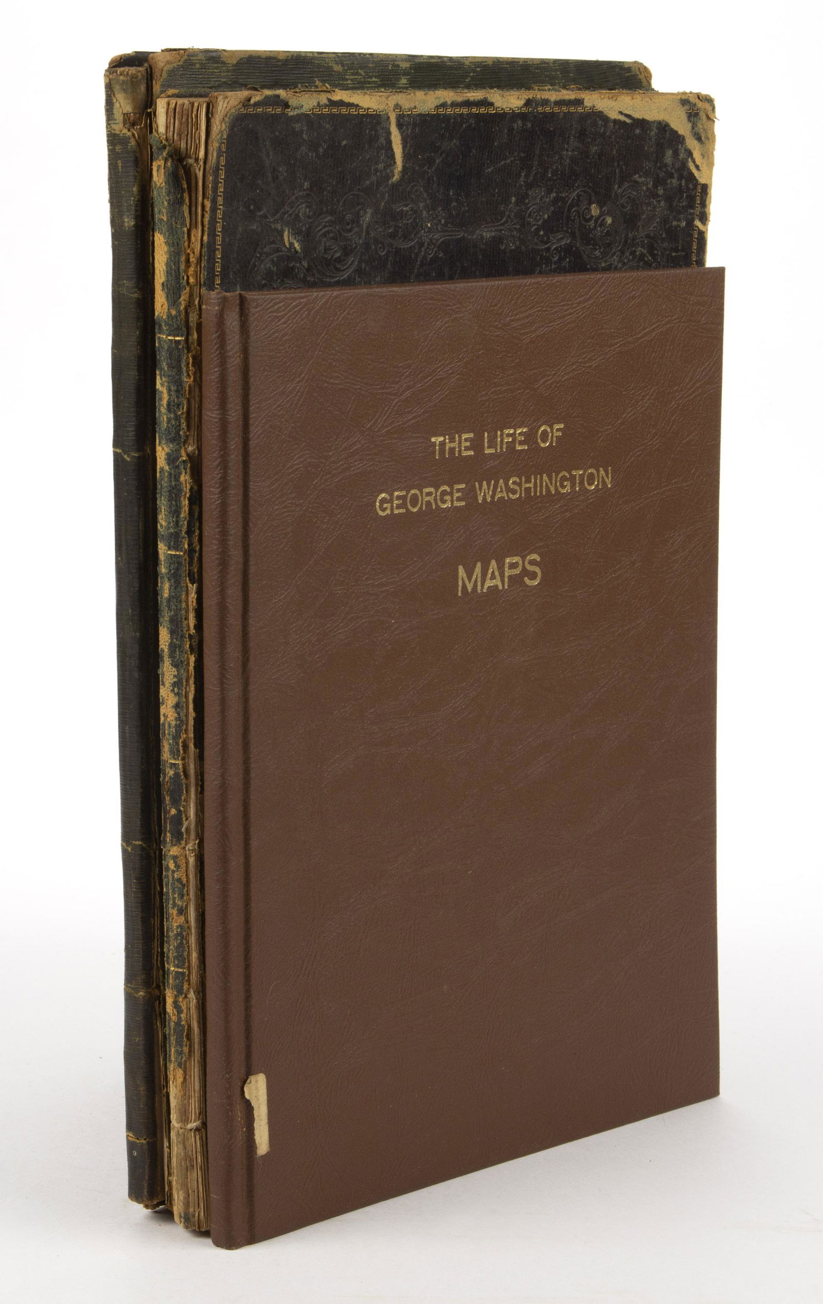 GEORGE WASHINGTON ANTIQUARIAN VOLUMES, LOT OF THREE: GEORGE WASHINGTON ANTIQUARIAN VOLUMES, LOT OF THREE, (1) John Marshall, The Life of George Washington. Maps and Subscriber's Names., Philadelphia: C. P. Wayne, 1807. The rare atlas to accompany Marsha