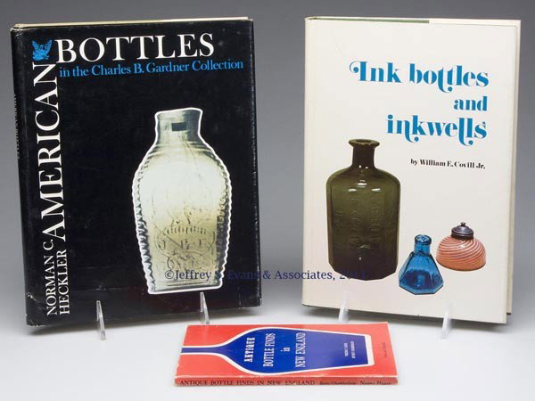 BOTTLE REFERENCE VOLUMES, LOT OF THREE: BOTTLE REFERENCE VOLUMES, LOT OF THREE, including "Ink bottles, and Inkwells", William E. Covill Jr., Taunton, MA: William S. Sullwold, 1971, first edition; and "American Bottles in the Charles B. Gar