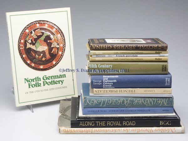GERMAN AND FRENCH CERAMICS REFERENCE VOLUMES, LOT : GERMAN AND FRENCH CERAMICS REFERENCE VOLUMES, LOT OF 16, including "Along the Royal Road: Berlin and Potsdam in KPM Porcelain and Painting, 1815-1848" by Baer, Hoff, et al., and "North German Folk Pot