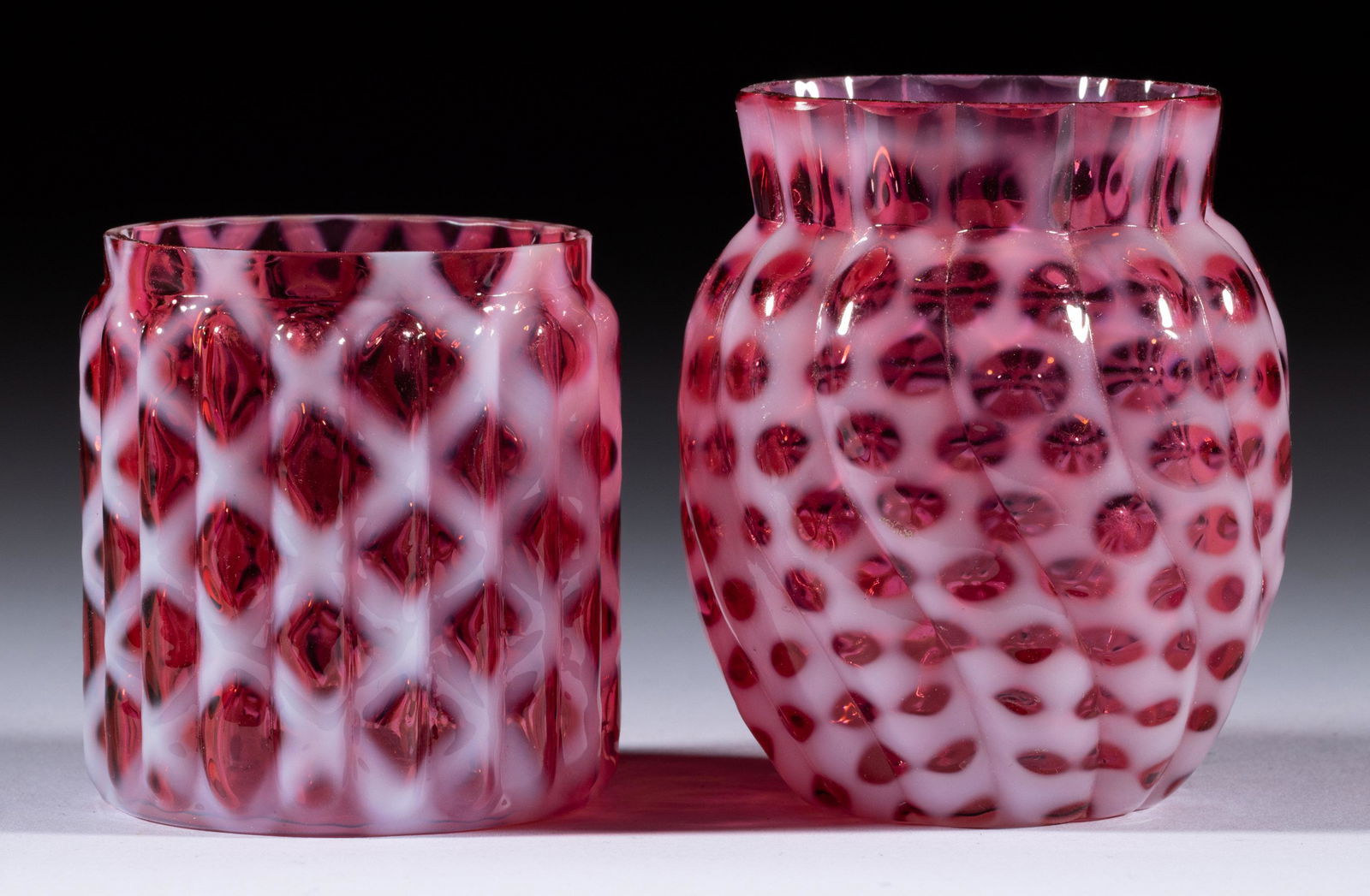 ASSORTED OPALESCENT TOOTHPICK HOLDERS, LOT OF TWO, (1 of 1)