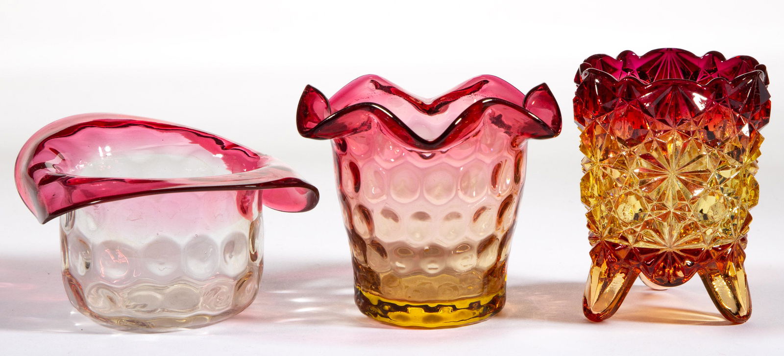 ASSORTED VICTORIAN GLASS TOOTHPICK HOLDERS, LOT OF THREE, (1 of 1)