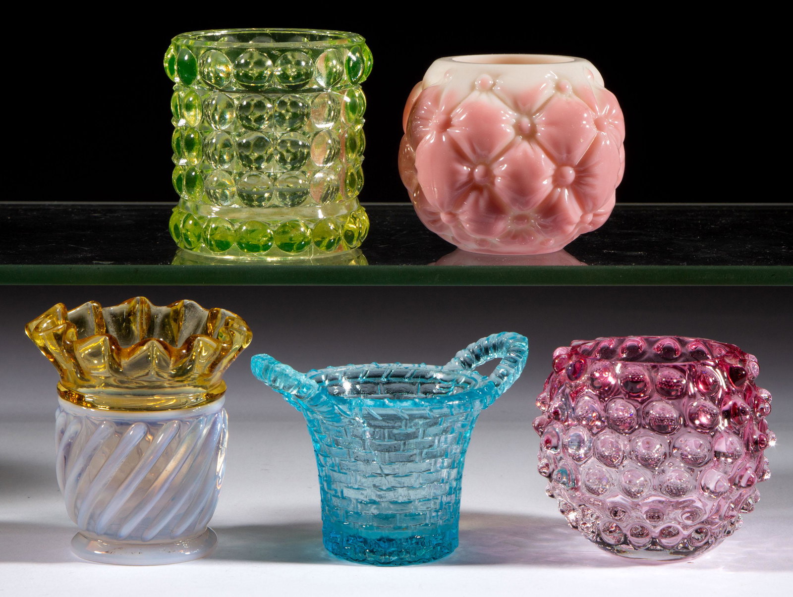 ASSORTED EAPG TOOTHPICK HOLDERS, LOT OF FIVE, (1 of 1)