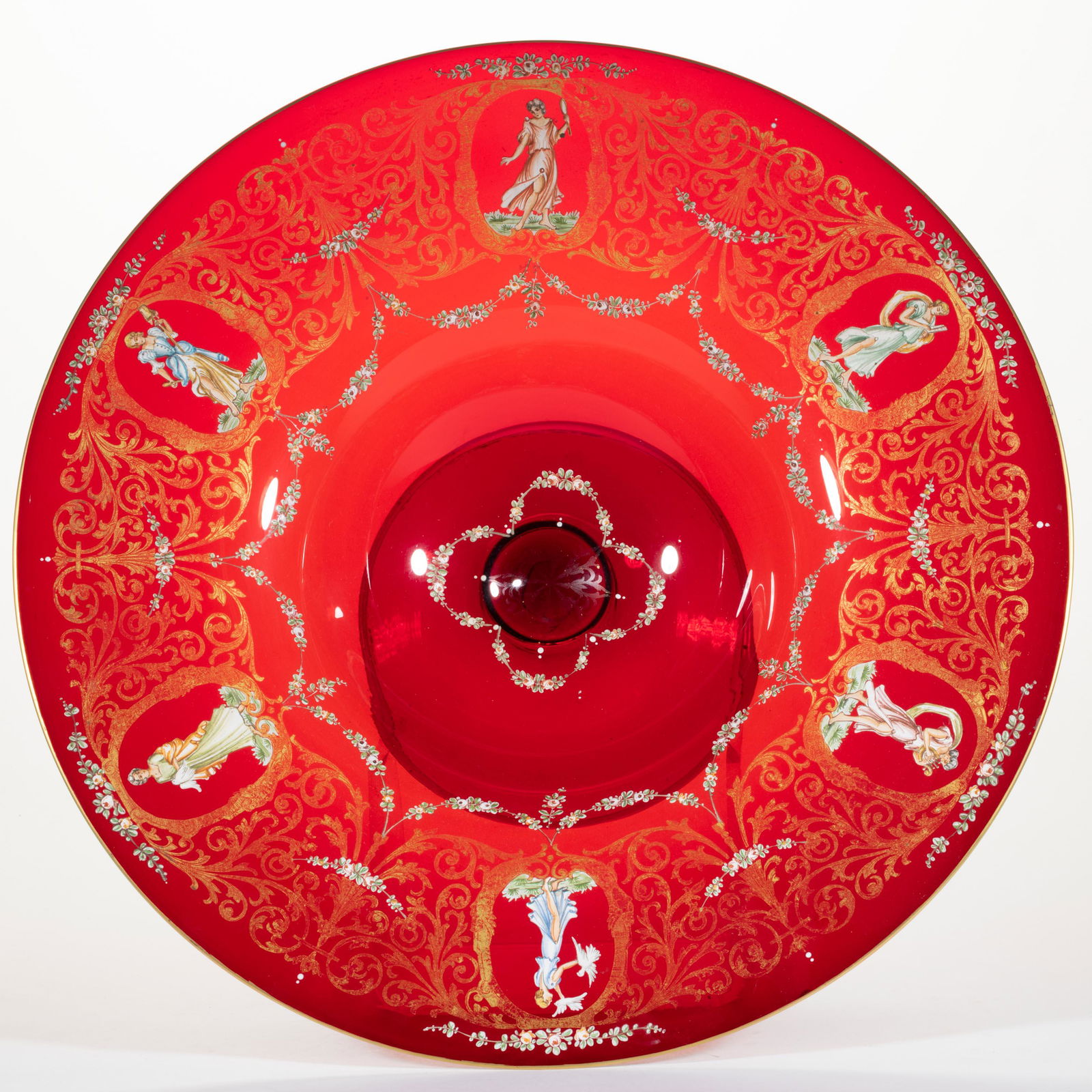 VENETIAN / MURANO ENAMEL-DECORATED ART GLASS CENTERPIECE (1 of 2)