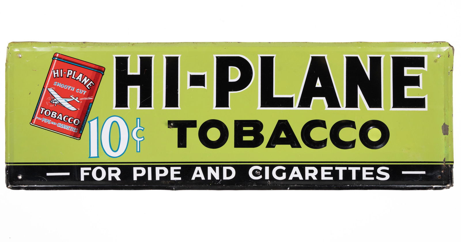 HI-PLANE TOBACCO EMBOSSED-TIN ADVERTISING SIGN (1 of 4)