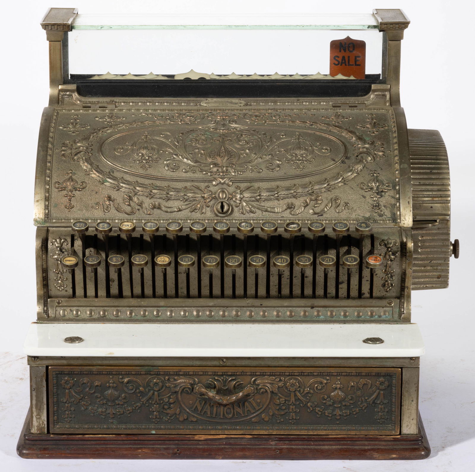 ANTIQUE BRASS NATIONAL MODEL 349 CASH REGISTER (1 of 4)