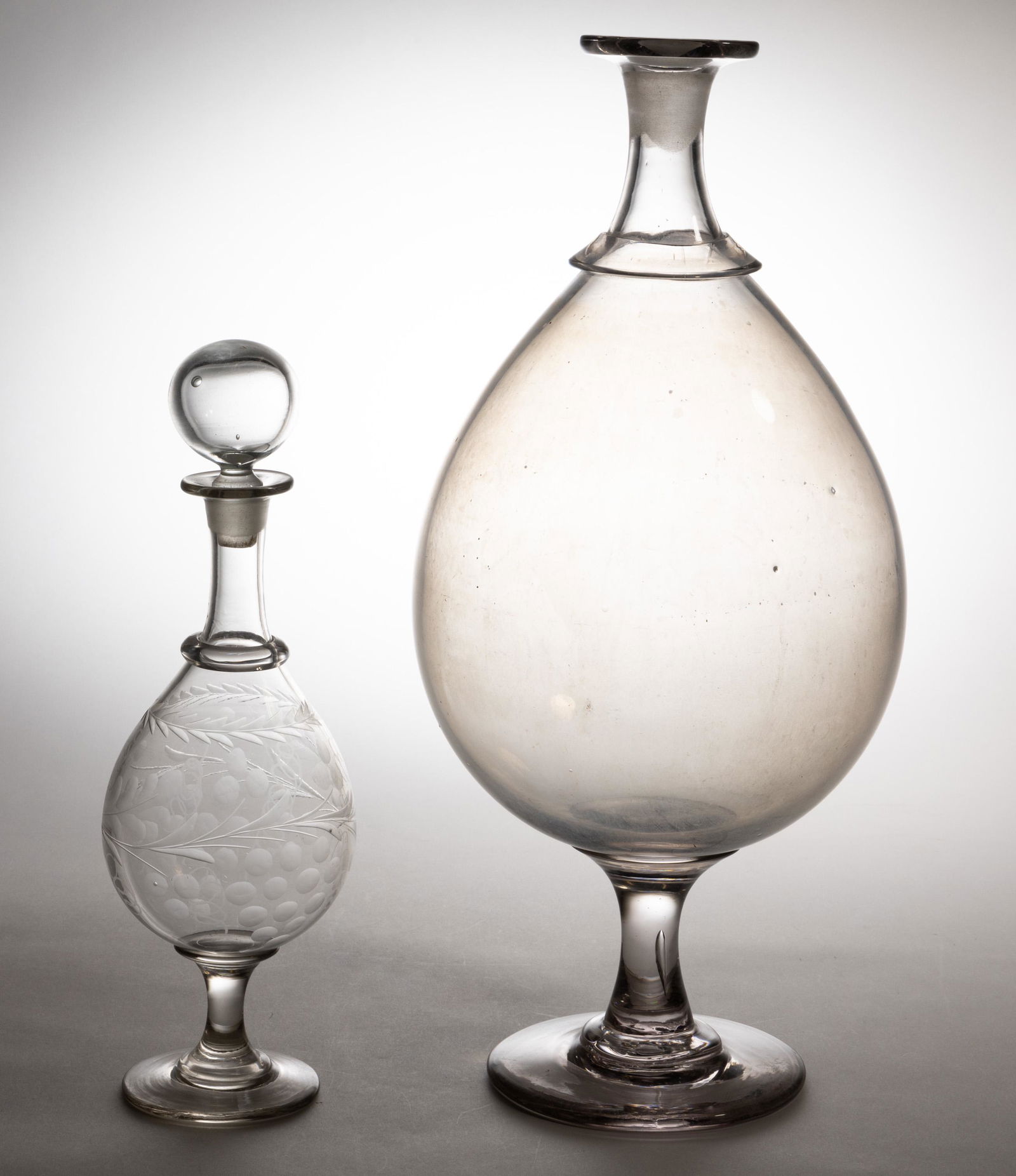 FREE-BLOWN GLASS APOTHECARY SHOW GLOBES, LOT OF TWO (1 of 1)