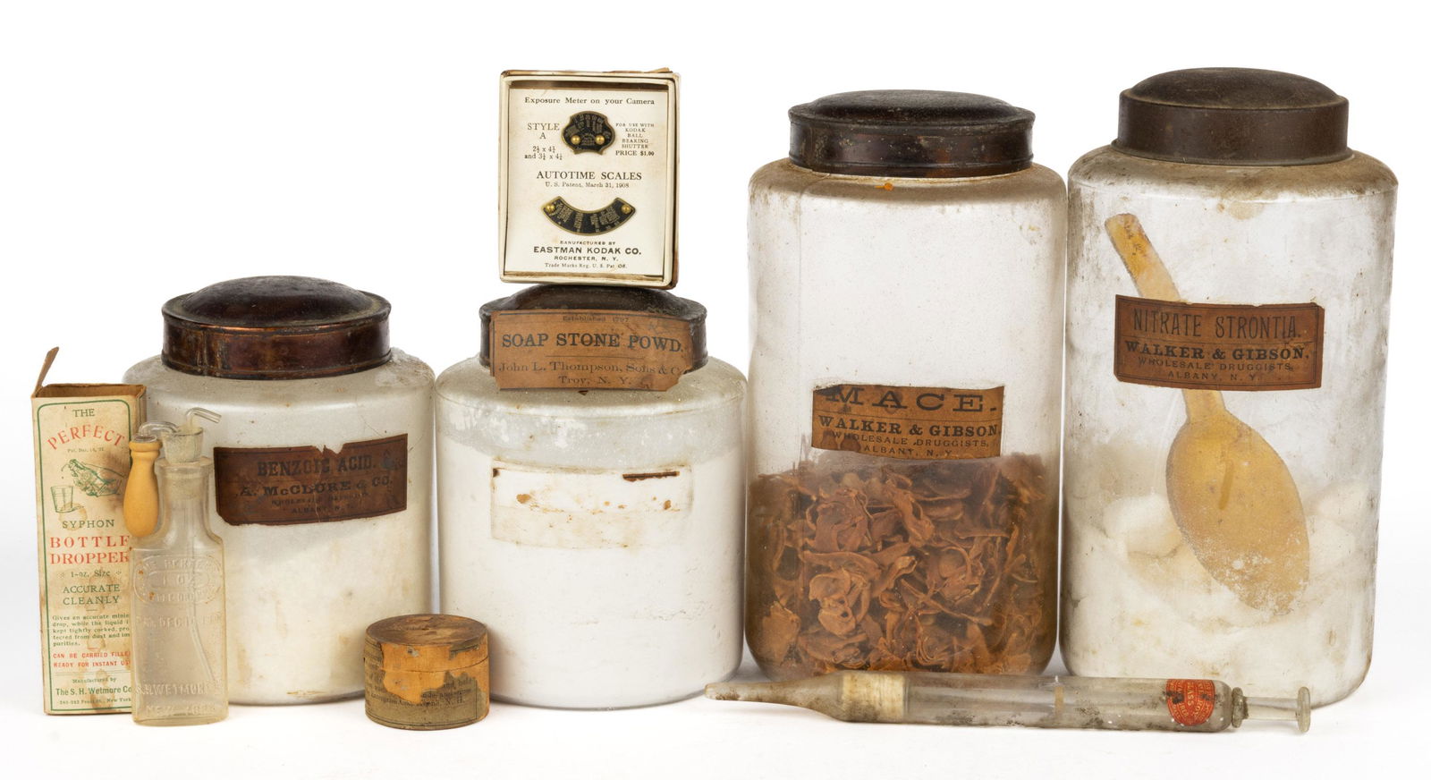 ASSORTED APOTHECARY / CHEMIST / PHARMACIST ARTICLES, LOT OF SEVEN (1 of 2)