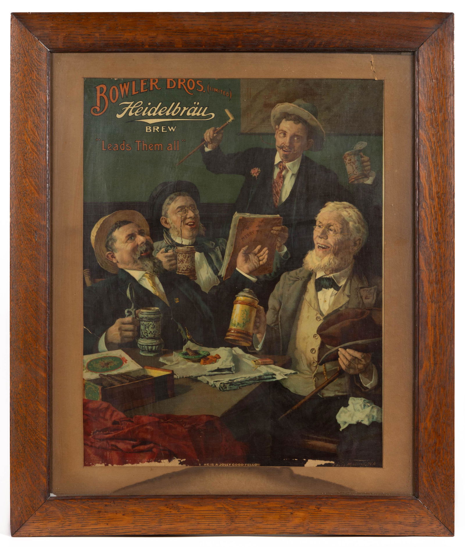 BOWLER BROTHERS BREWERY, WORCESTER, MASSACHUSETTS PRE-PROHIBITION ADVERTISING POSTER (1 of 3)