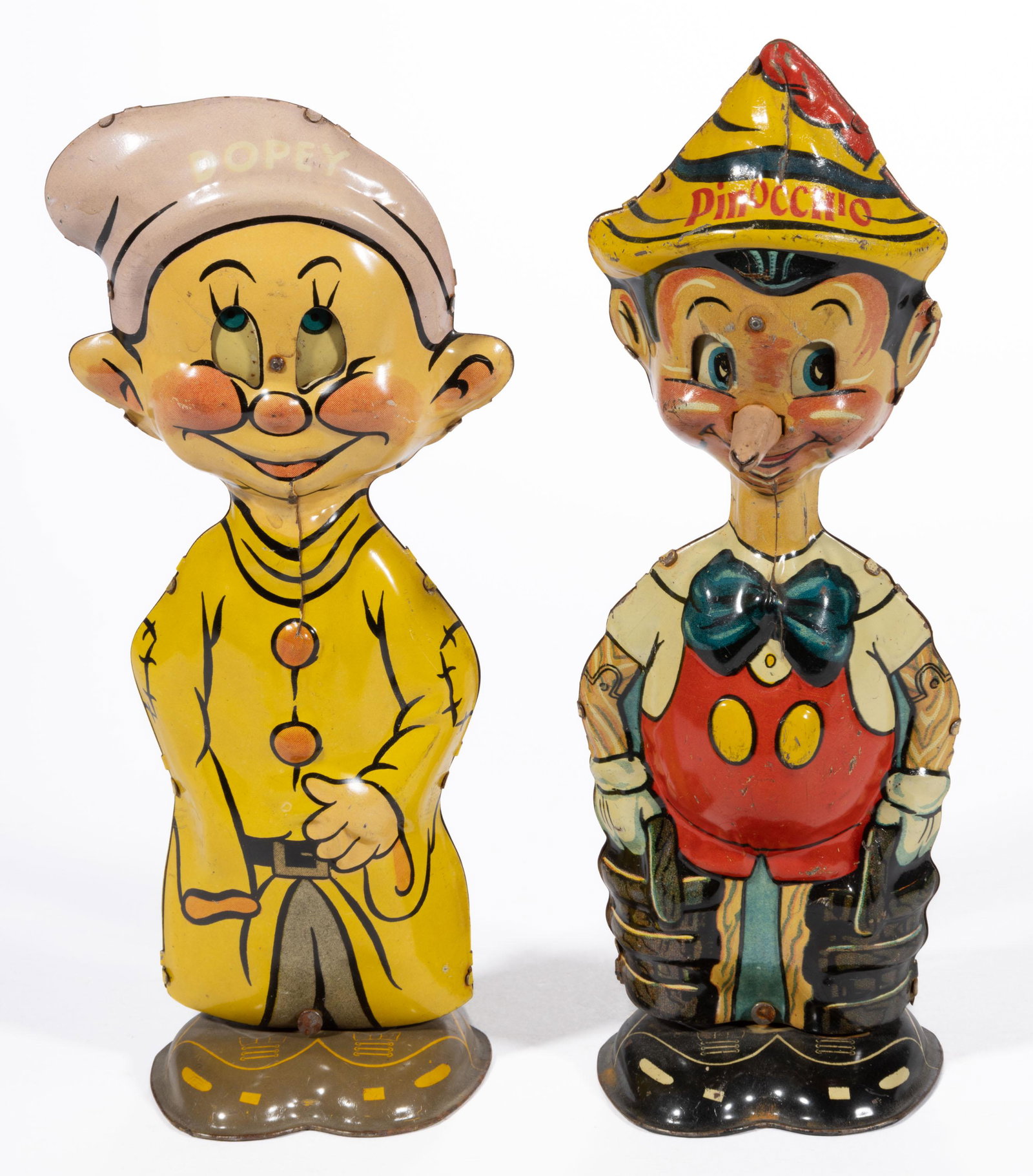 MAR TOYS WALT DISNEY DOPEY AND PINOCCHIO WIND-UP TIN TOYS, LOT OF TWO (1 of 4)