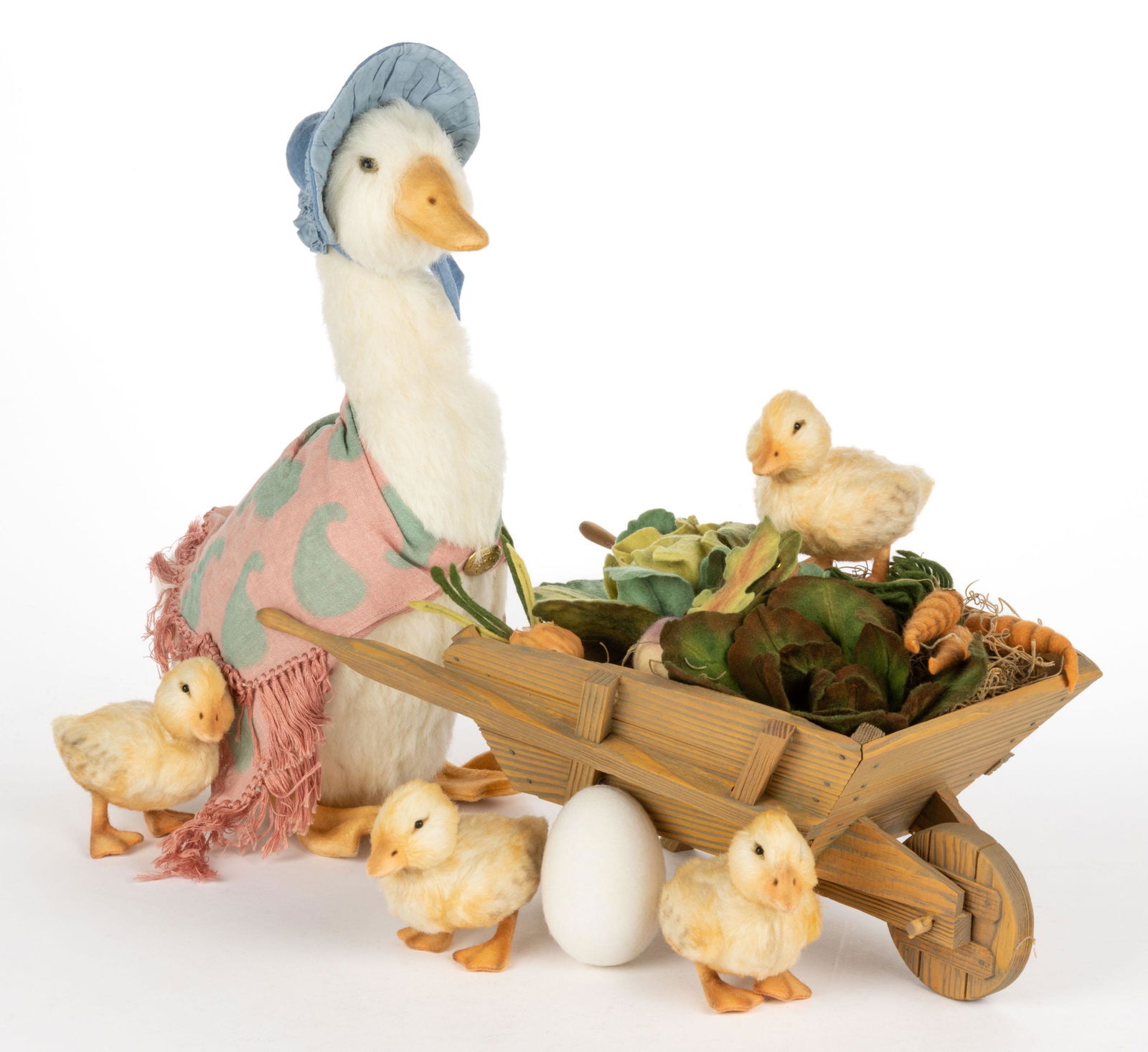 R. JOHN WRIGHT BEATRIX POTTER COLLECTION, LOT OF THREE: R. JOHN WRIGHT BEATRIX POTTER COLLECTION, LOT OF THREE,each in original boxes, comprising Jemima's Ducklings "060/1000", Jemima's Puddle-Duck "1059/1500", and Garden Wheelbarrow "049/500".1999-2000.Va