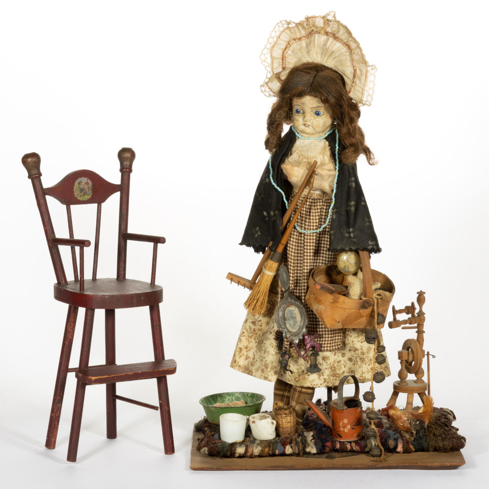 AMERICAN PAINTED COMPOSITION / PAPIER-MACHE DOLL (1 of 8)