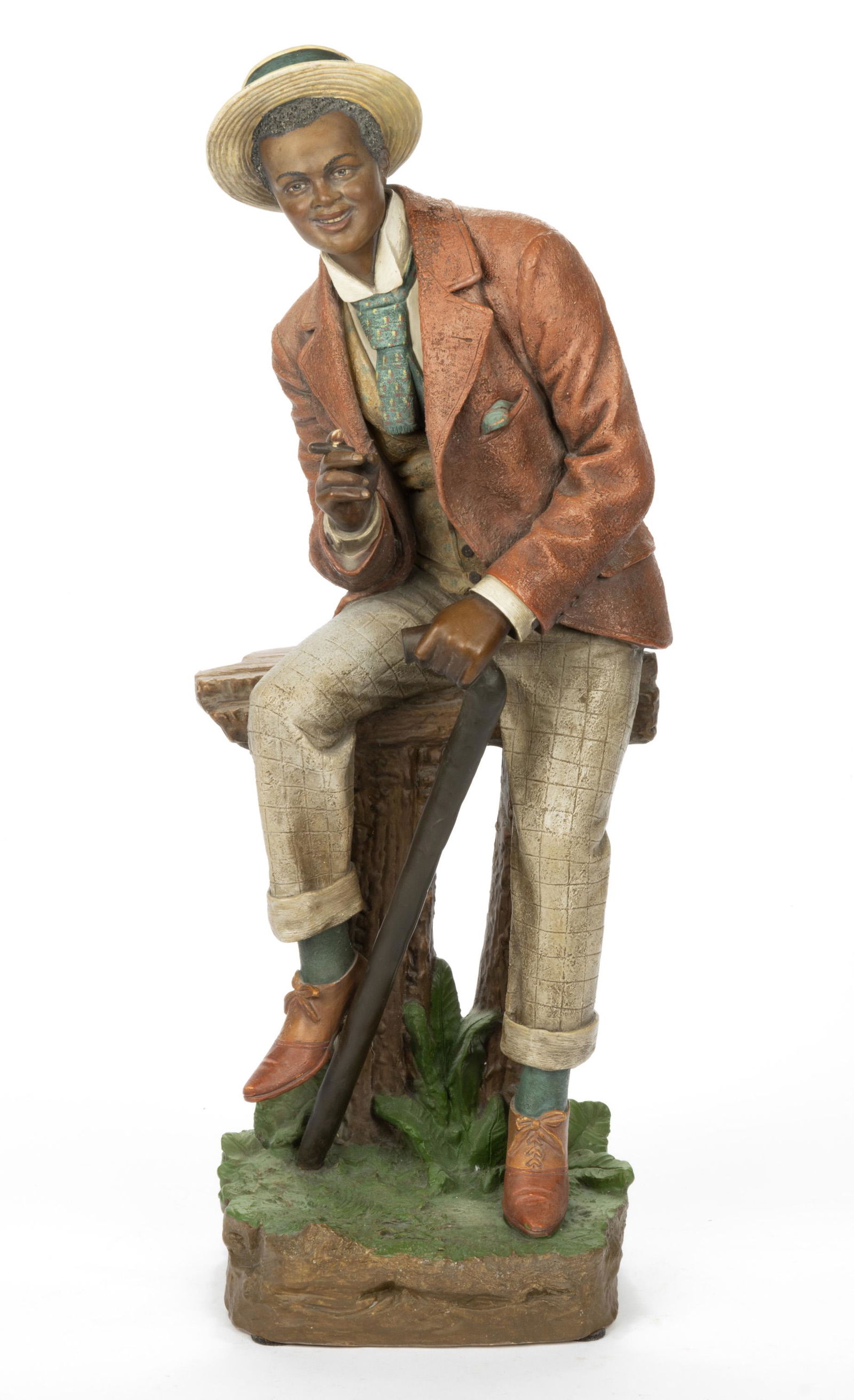 AUSTRIAN BERNHARD BLOCH BLACK AMERICANA TERRACOTTA LARGE FIGURE (1 of 3)