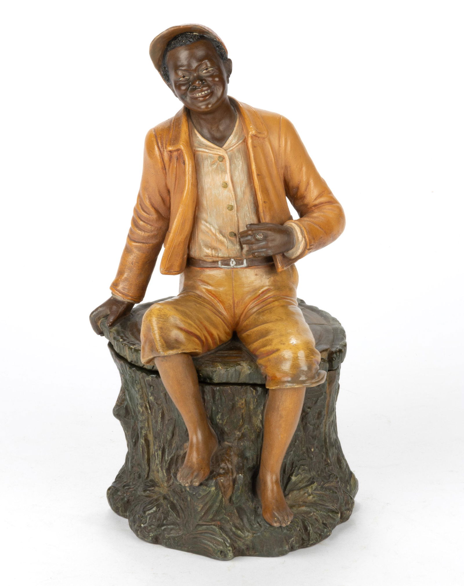 AUSTRIAN BERNHARD BLOCH BLACK AMERICANA TERRACOTTA FIGURAL HUMIDOR (1 of 3)