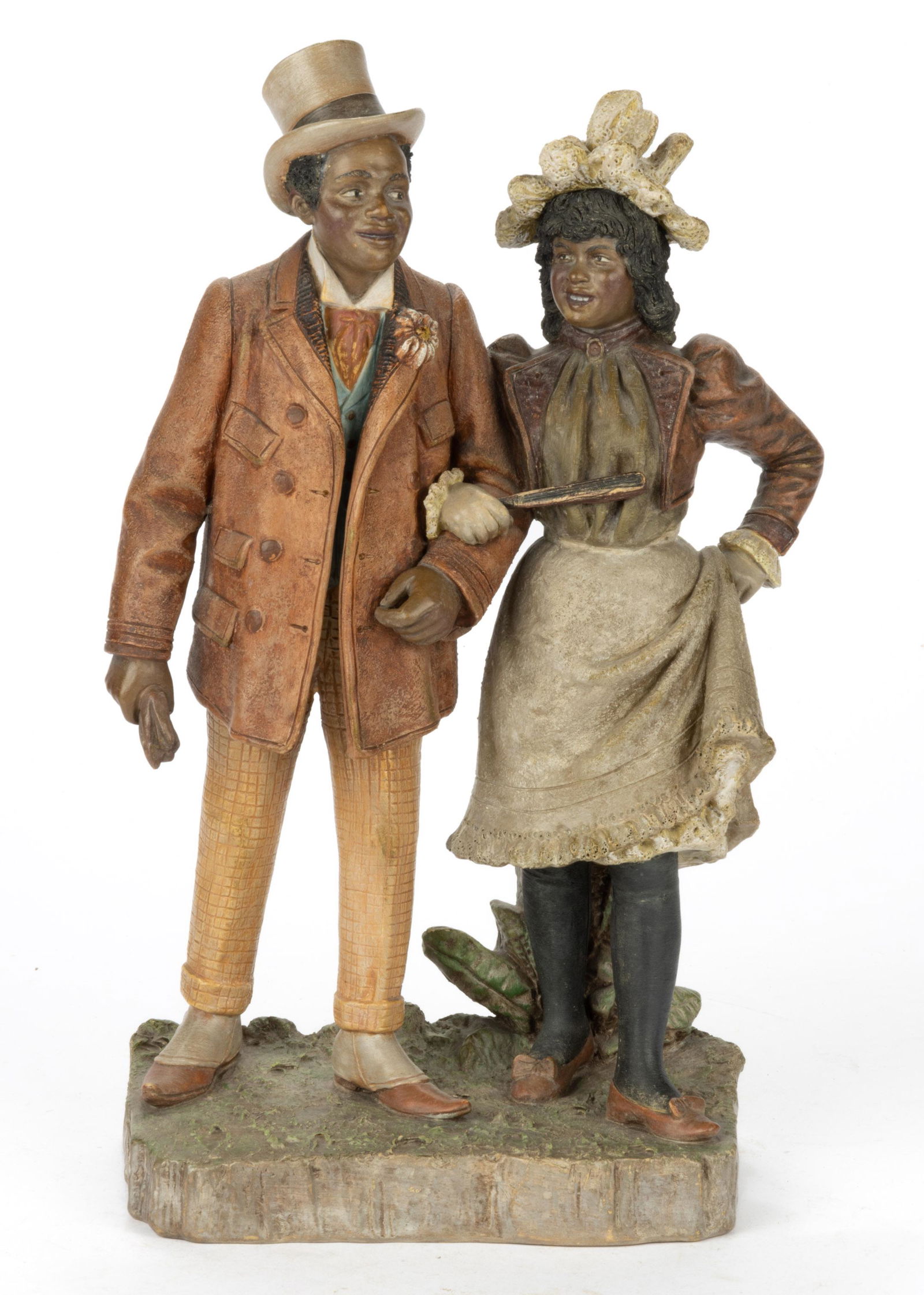 AUSTRIAN BERNHARD BLOCH BLACK AMERICANA TERRACOTTA FIGURAL GROUP (1 of 3)