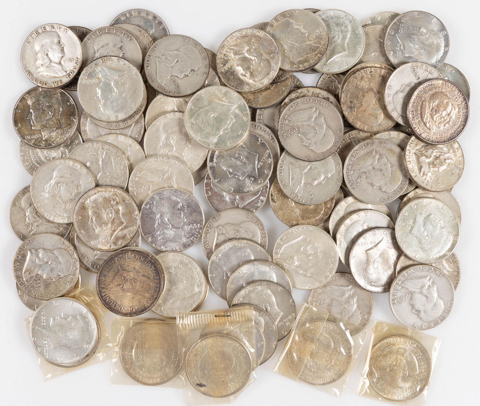 ASSORTED UNITED STATES SILVER HALF DOLLAR COINS, LOT OF 82 (1 of 1)
