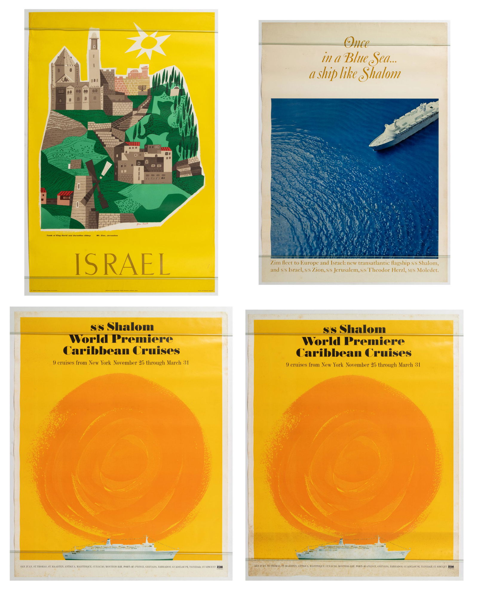 VINTAGE ISRAEL TRAVEL POSTERS, LOT OF FOUR (1 of 5)