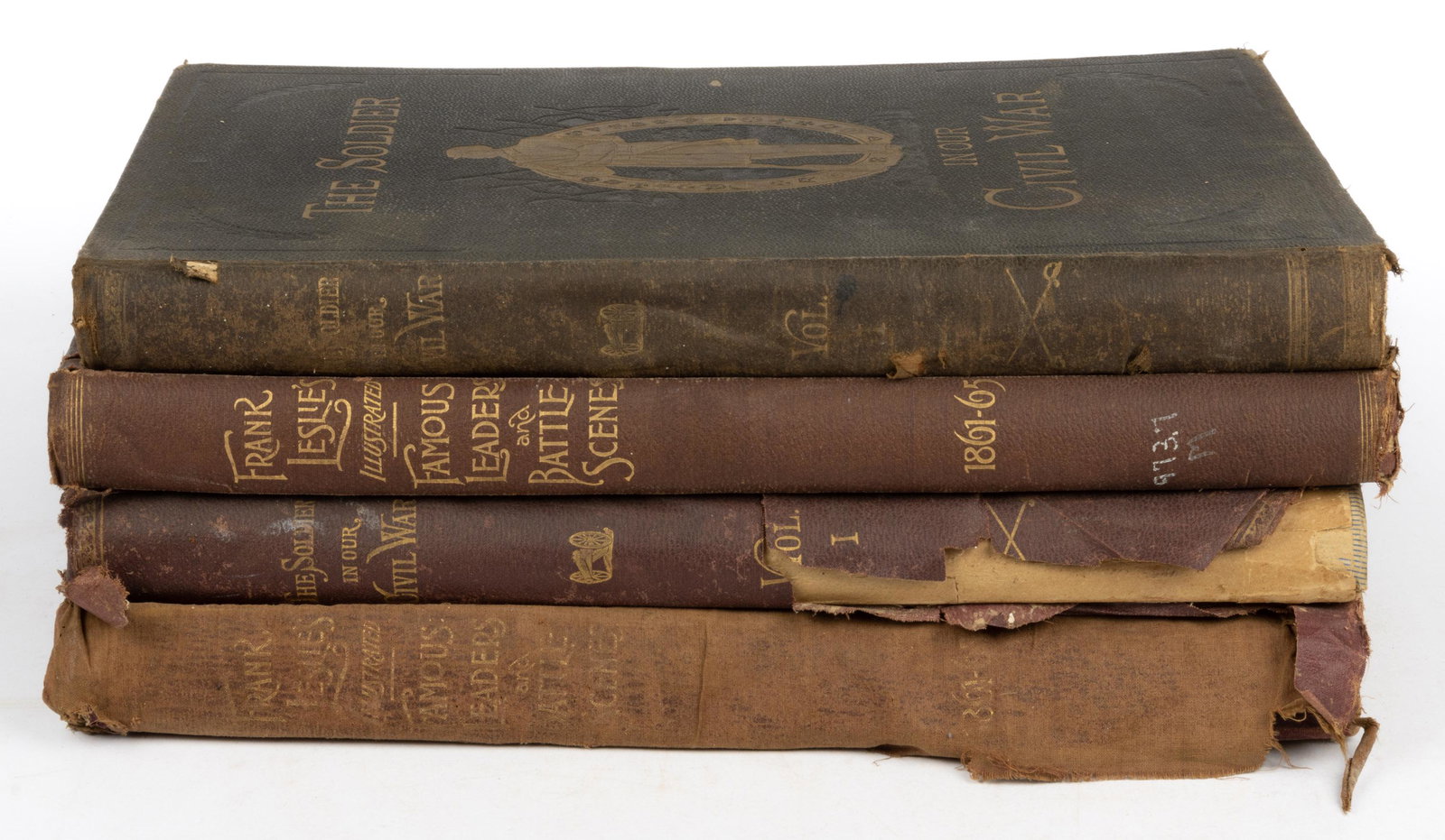 ANTIQUARIAN CIVIL WAR ILLUSTRATED VOLUMES, LOT OF FOUR: ANTIQUARIAN CIVIL WAR ILLUSTRATED VOLUMES, LOT OF FOUR, comprising (1) two copies of The Soldier In Our Civil War, vol. I, New York: Stanley Bradley Publishing Company, 1890; and (2) two copies of Fra