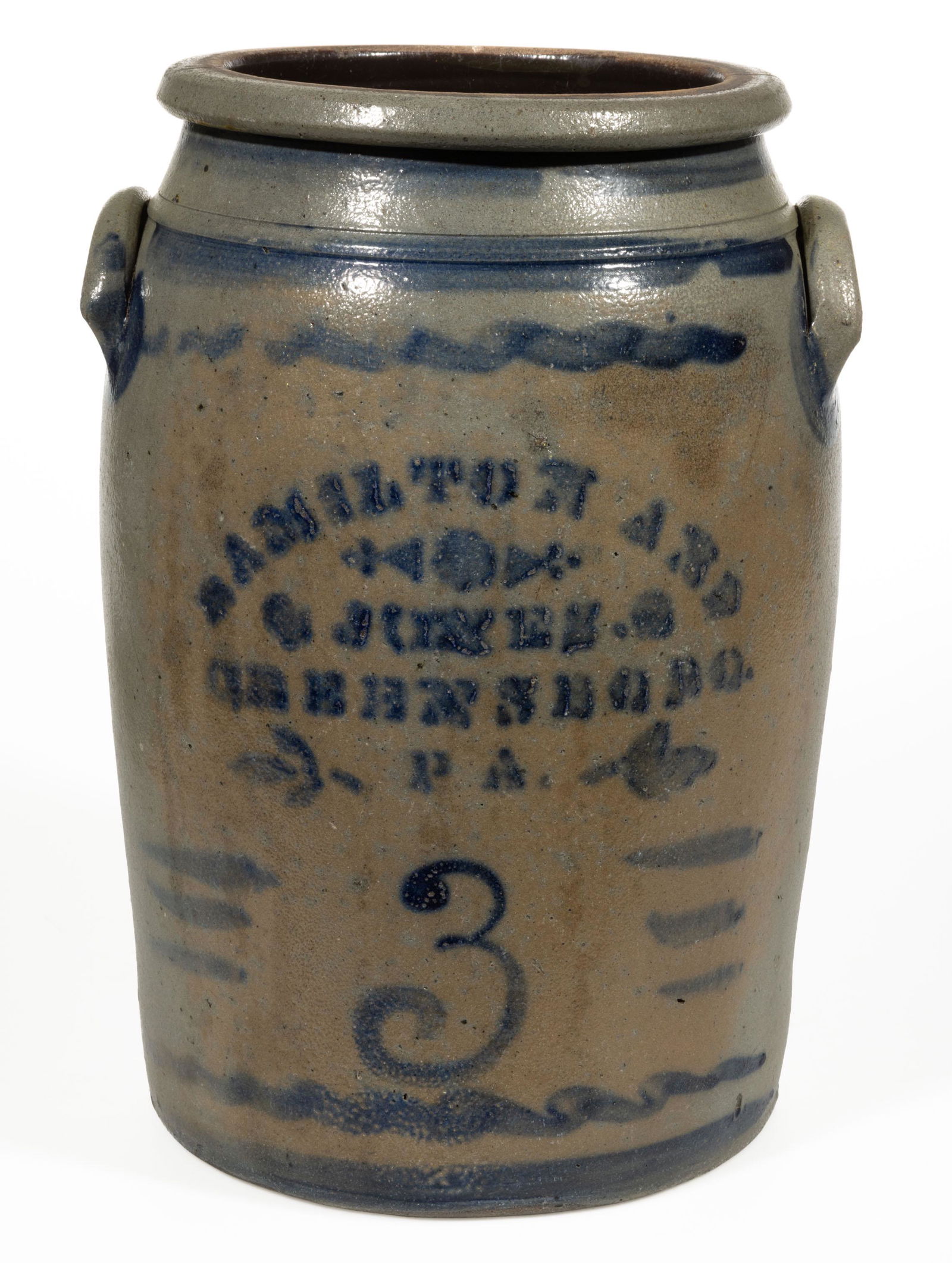 WESTERN PENNSYLVANIA STENCILED STONEWARE JAR (1 of 10)