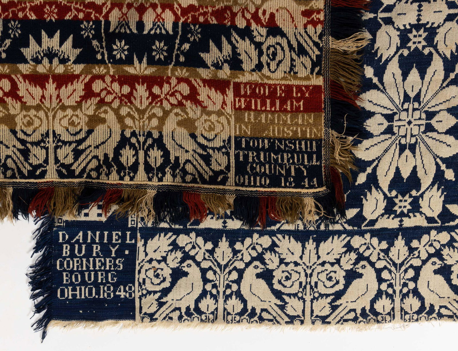 OHIO SIGNED AND DATED JACQUARD COVERLETS, LOT OF TWO (1 of 8)