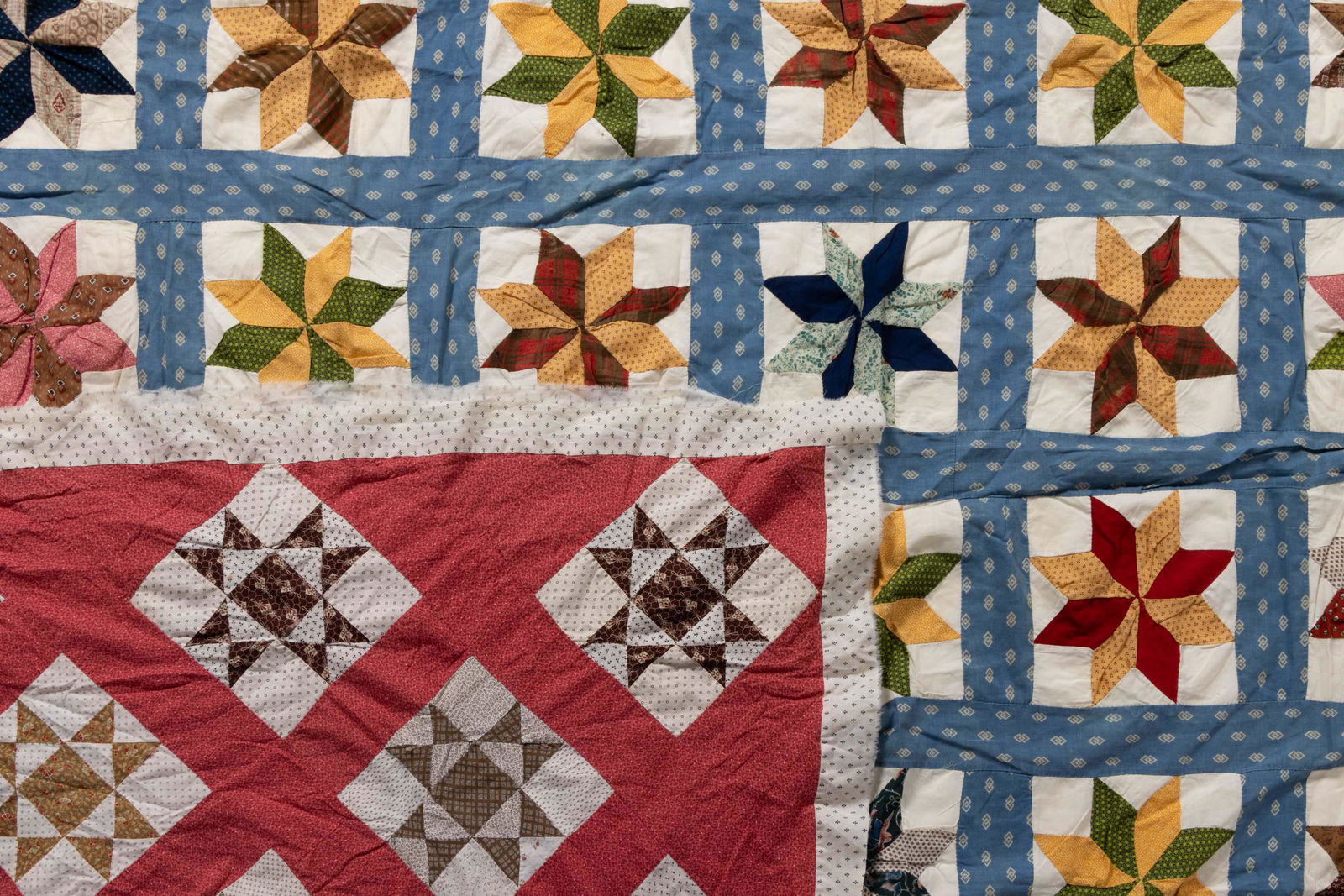 OHIO ATTRIBUTED STAR PATTERN PIECED QUILT TOPS, LOT OF TWO (1 of 9)