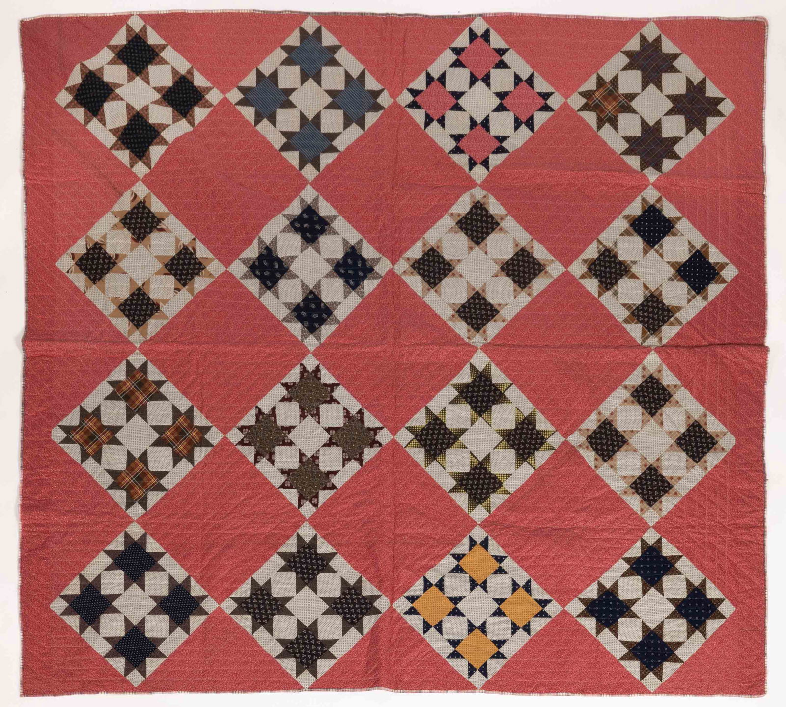 OHIO ATTRIBUTED "CLUSTER OF STARS / DEVIL'S CLAWS" VARIATION PIECED QUILT (1 of 5)