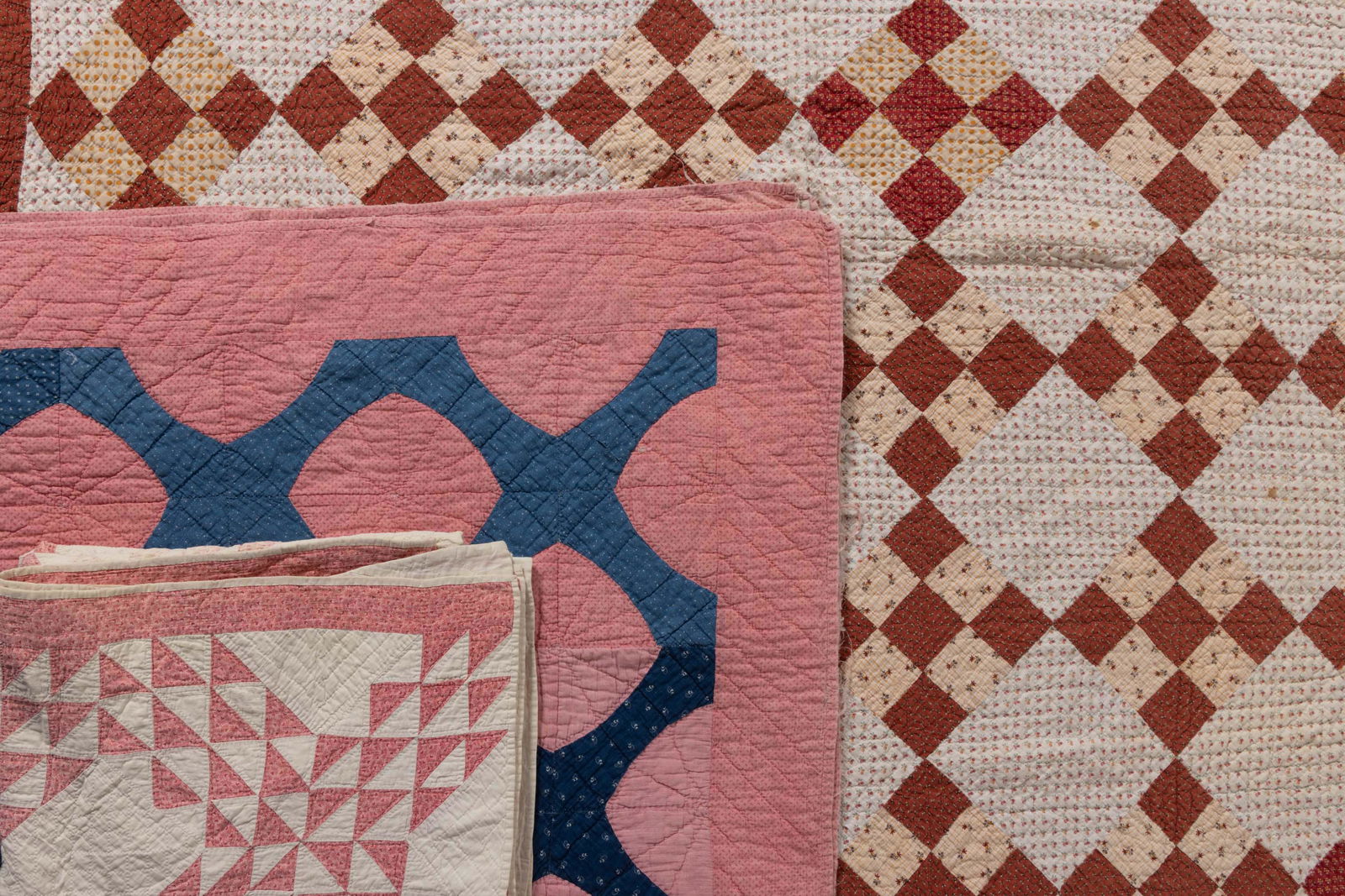 OHIO ATTRIBUTED PIECED QUILTS, LOT OF THREE (1 of 14)