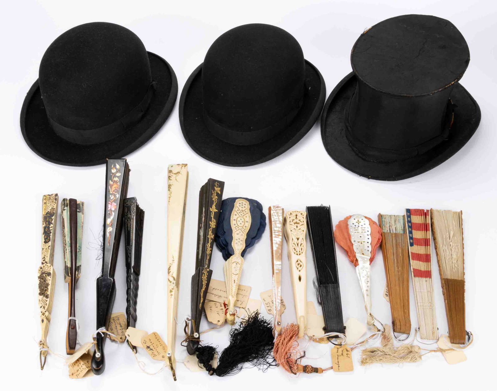 ASSORTED HATS AND HAND FANS, LOT OF 16 (1 of 3)