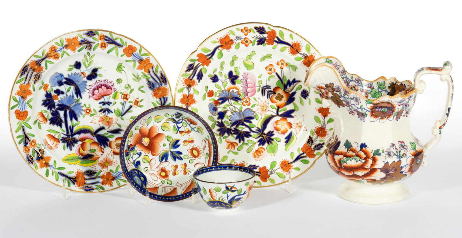 BRITISH GAUDY-STYLE CERAMIC ARTICLES, LOT OF FIVE (1 of 1)