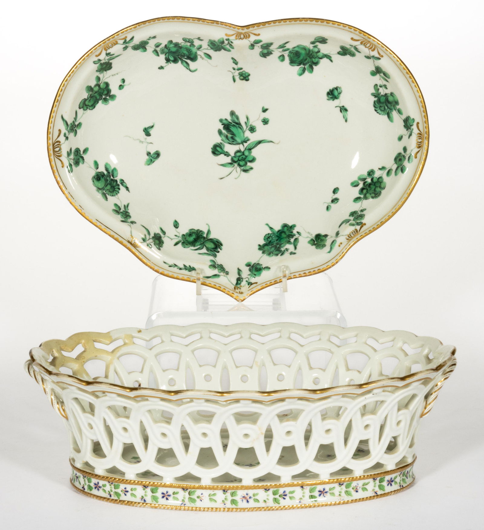 EUROPEAN PORCELAIN HAND-PAINTED ARTICLES, LOT OF TWO (1 of 3)