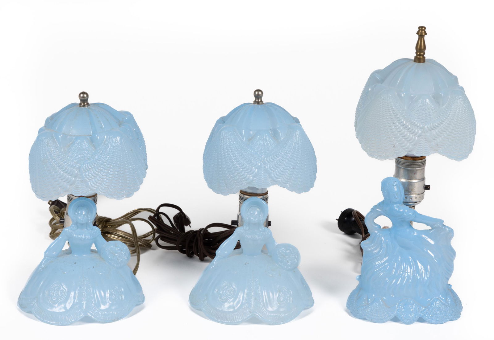 FIGURAL GLASS BEDROOM LAMPS, LOT OF THREE (1 of 1)