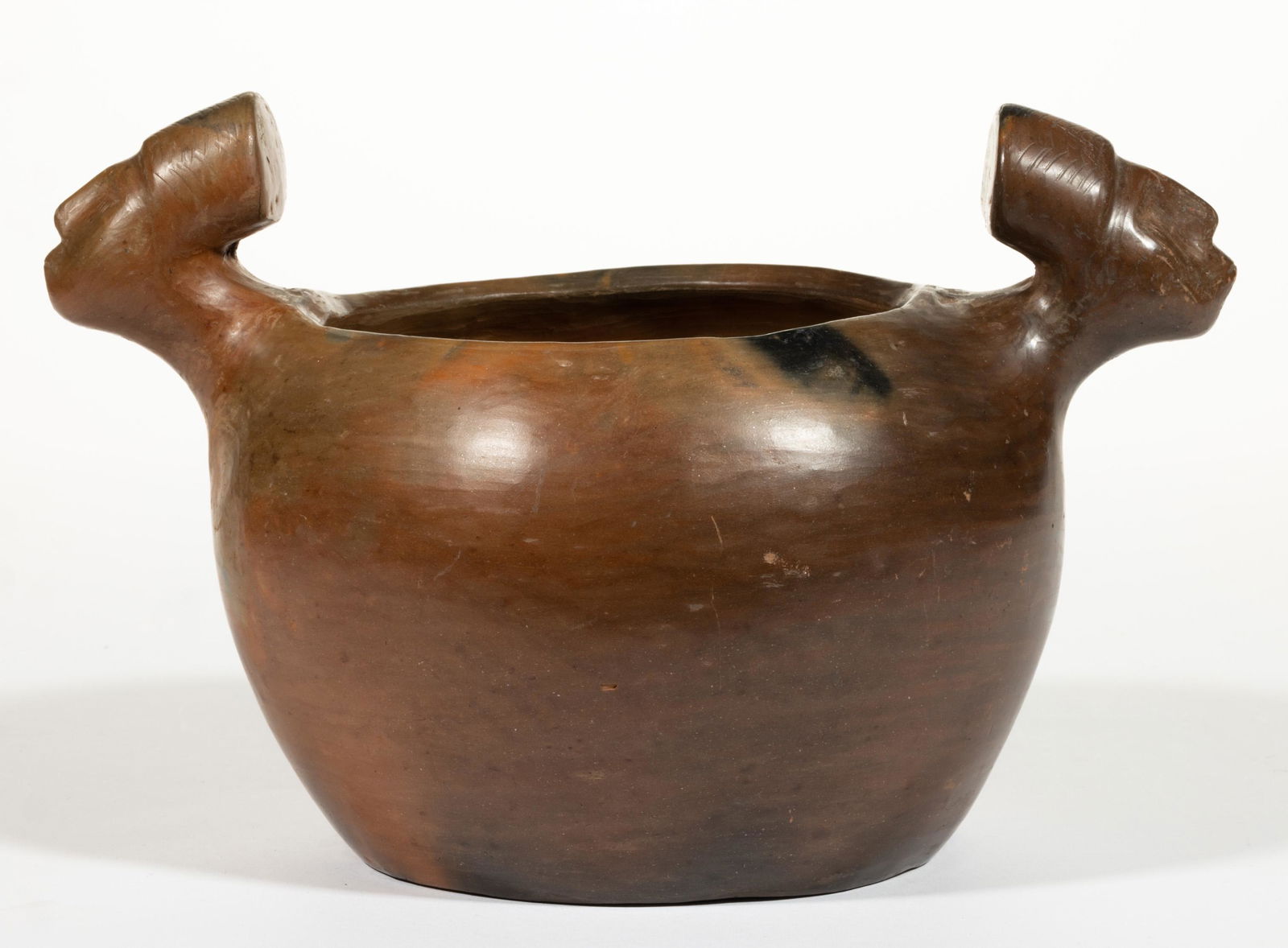 SIGNED "SARA / AYERS / CATAWBA", SOUTH CAROLINA  EARTHENWARE / REDWARE EFFIGY BOWL (1 of 5)