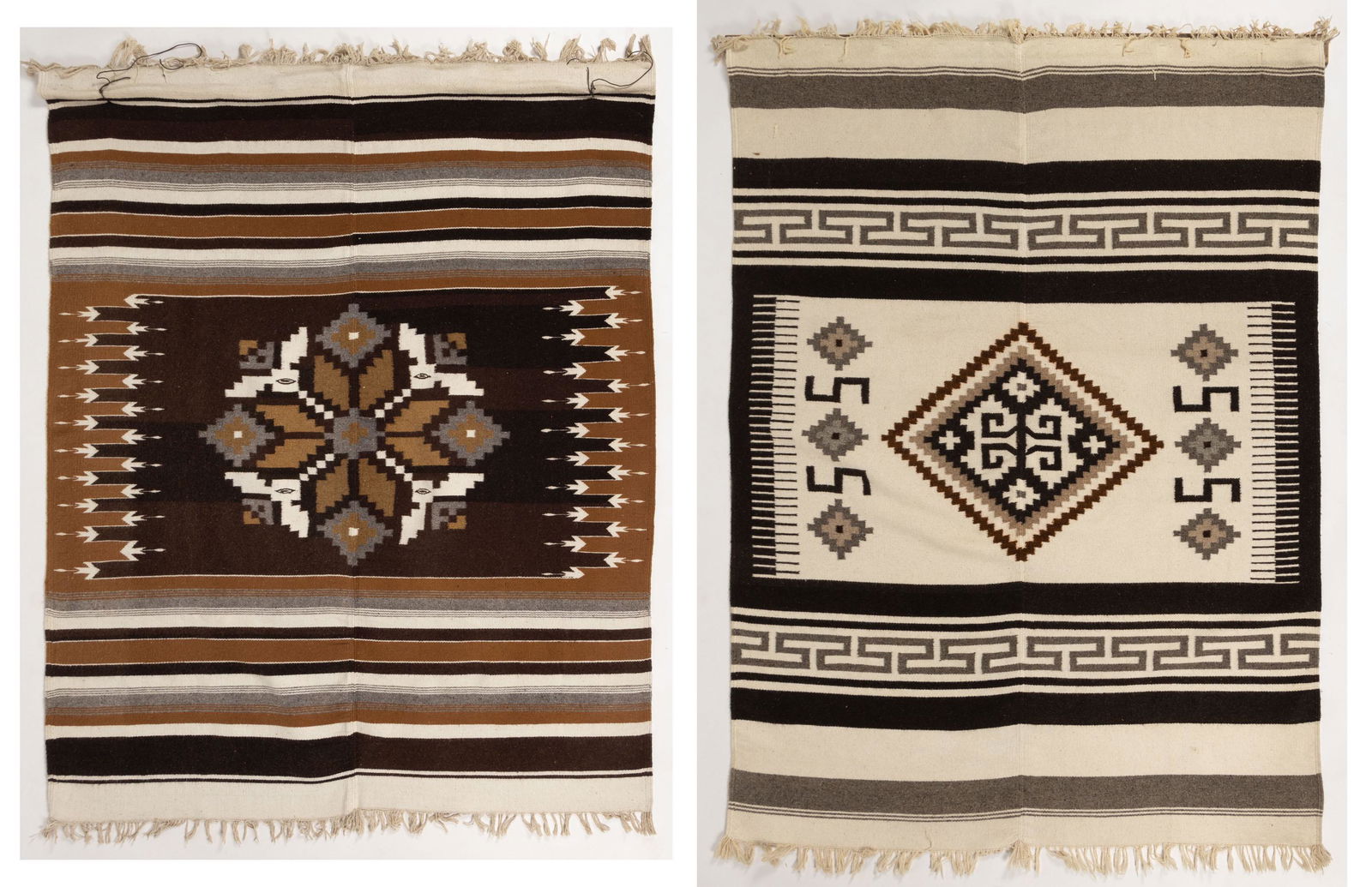 MEXICAN WOOL BLANKETS / RUGS, LOT OF TWO (1 of 7)