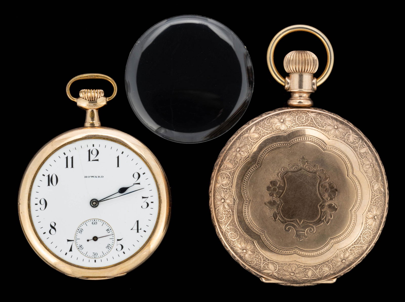 E. HOWARD 17-JEWEL AND ELGIN 7-JEWEL POCKET WATCHES, LOT OF TWO (1 of 5)