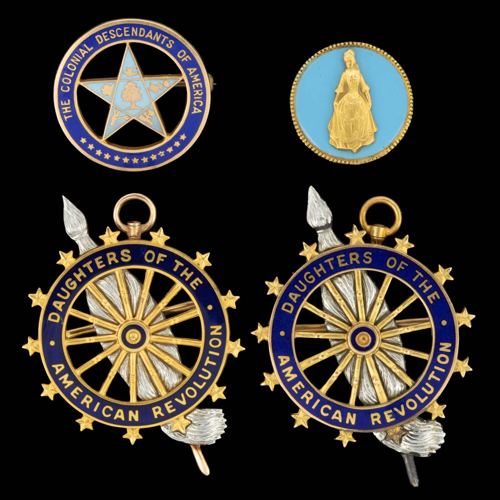 ANTIQUE / VINTAGE 14K GOLD AND ENAMEL DAUGHTERS OF THE AMERICAN REVOLUTION (D.A.R.) AND RELATED (1 of 1)