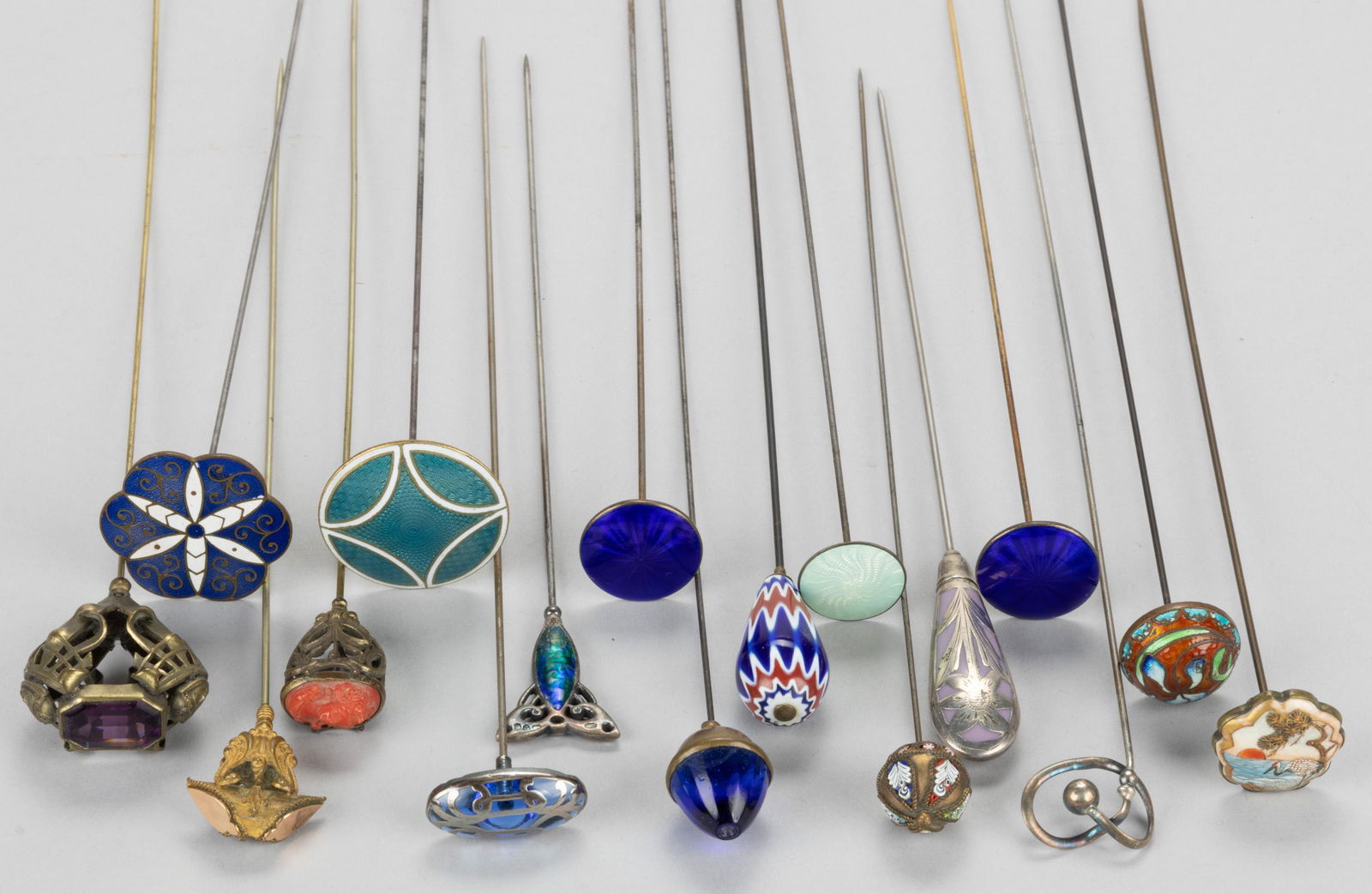 ANTIQUE AND VINTAGE HATPINS, LOT OF 17 (1 of 5)