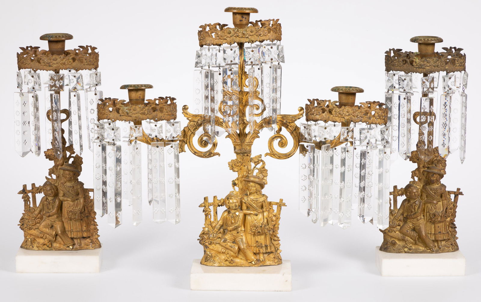 AMERICAN GILT METAL GIRANDOLES, THREE PIECE SET (1 of 1)