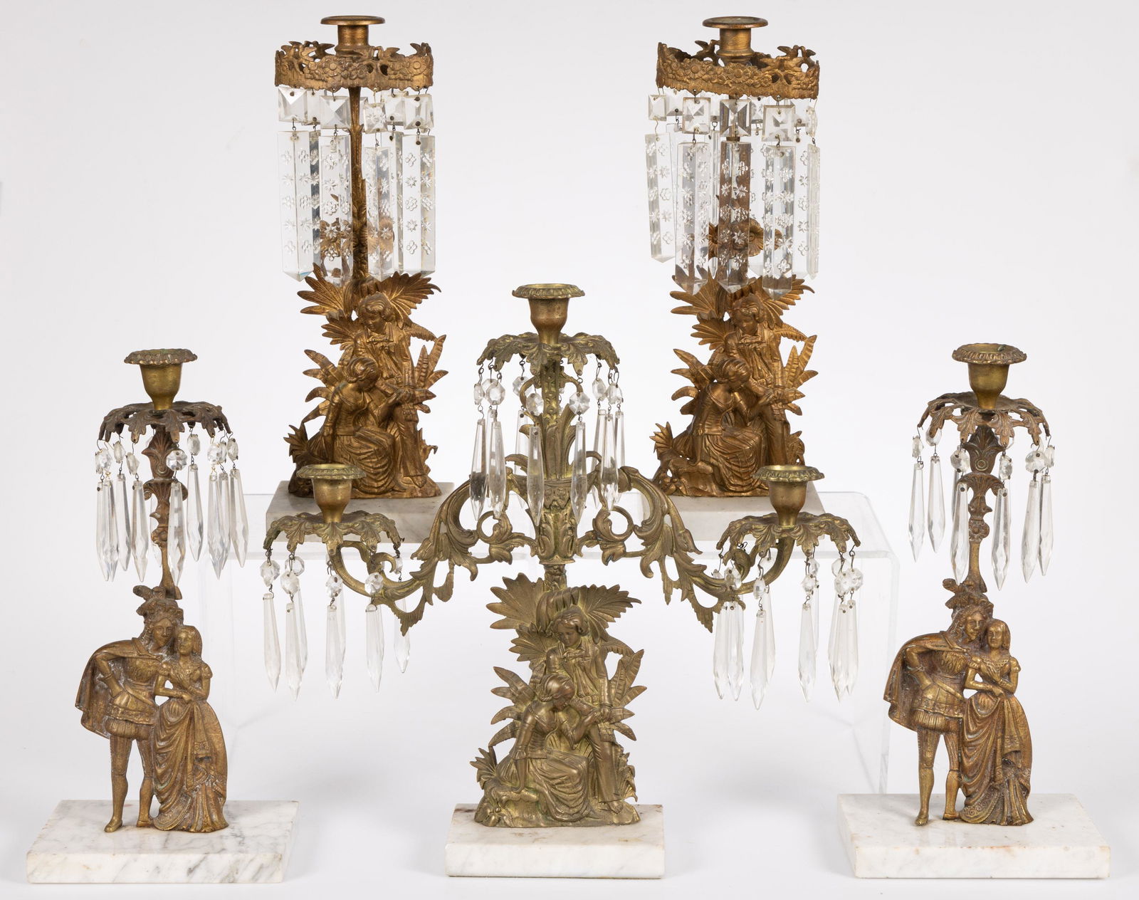 AMERICAN GILT METAL GIRANDOLES, LOT OF TWO SETS (1 of 3)