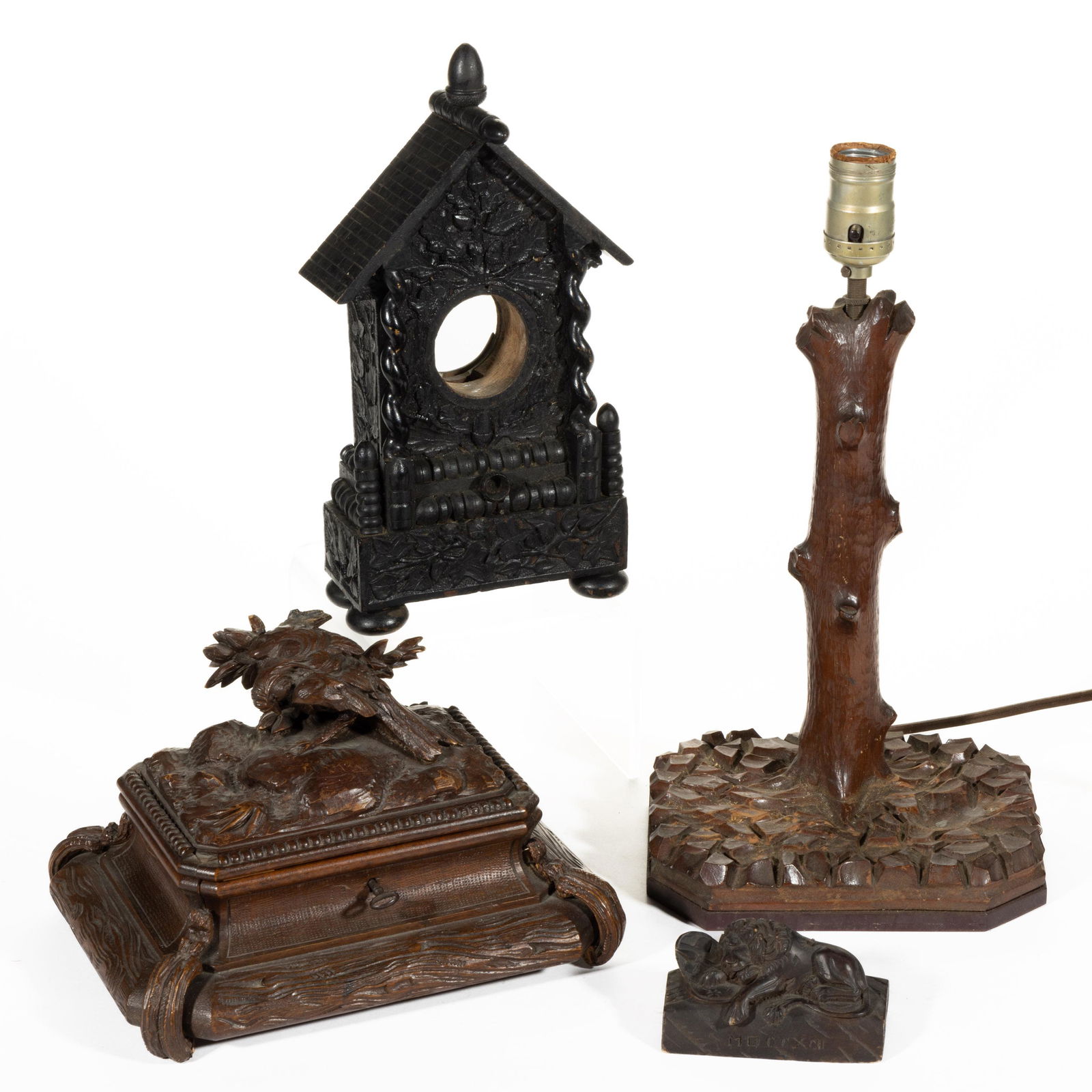 BLACK FOREST-STYLE CARVED ARTICLES, LOT OF THREE (1 of 9)