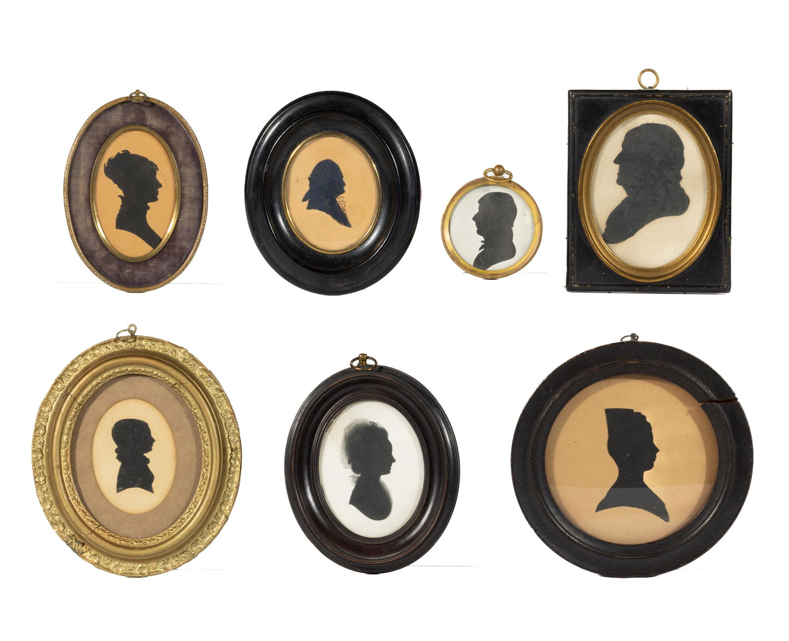 AMERICAN OR BRITISH SCHOOL (19TH CENTURY) FOLK ART SILHOUETTE PORTRAITS, LOT OF SEVEN (1 of 4)