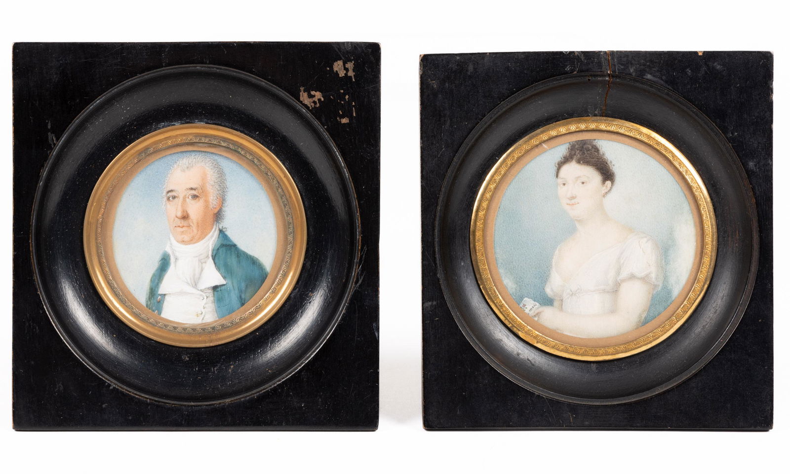 PAIR OF BRITISH OR CONTINENTAL SCHOOL (19TH CENTURY) MINIATURE PORTRAITS (1 of 4)