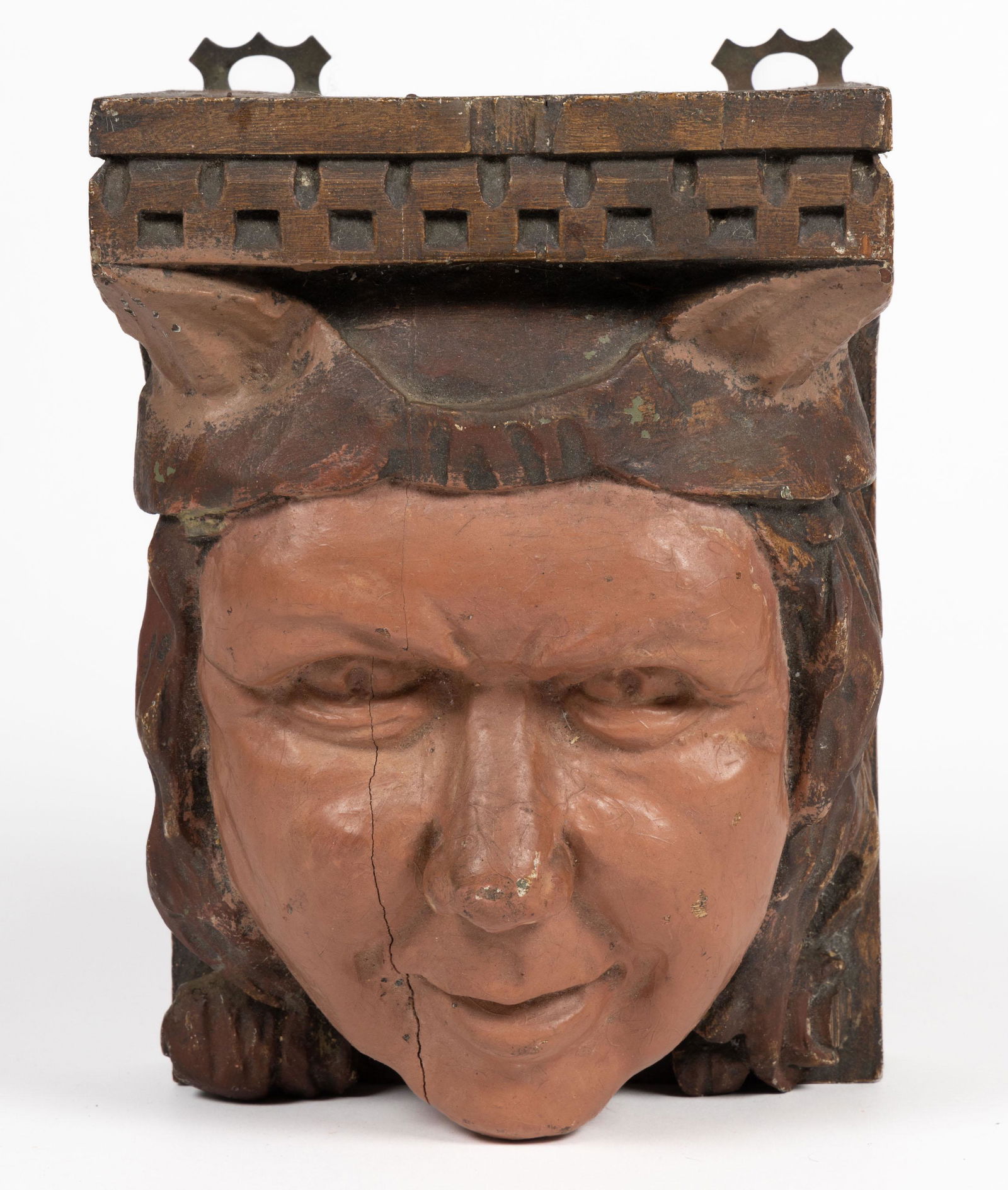 FOLK ART CARVED AND PAINTED WOODEN ARCHITECTURAL / CARNIVAL ELEMENT (1 of 4)