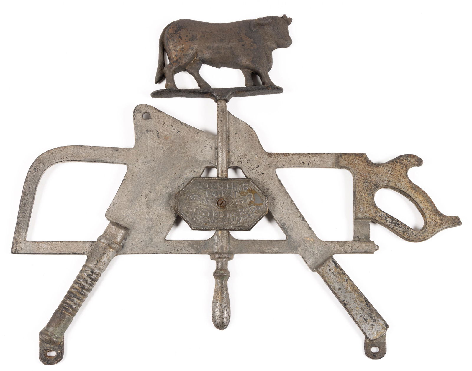 AMERICAN FOLK ART FIGURAL CAST-IRON BUTCHER'S TRADE SIGN (1 of 1)