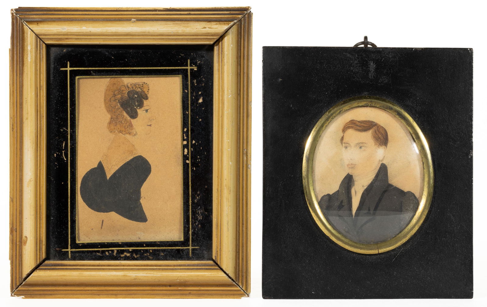 AMERICAN OR BRITISH SCHOOL (19TH CENTURY) FOLK ART PORTRAITS, LOT OF TWO (1 of 4)