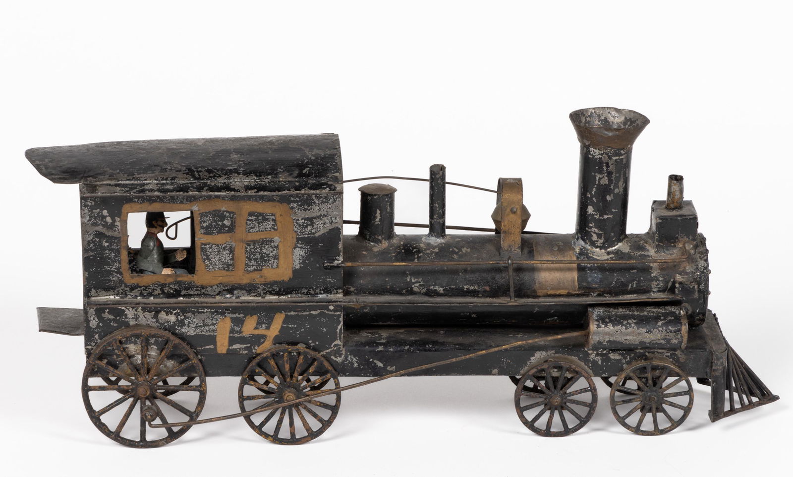 AMERICAN FOLK ART PAINTED TIN TOY TRAIN (1 of 5)