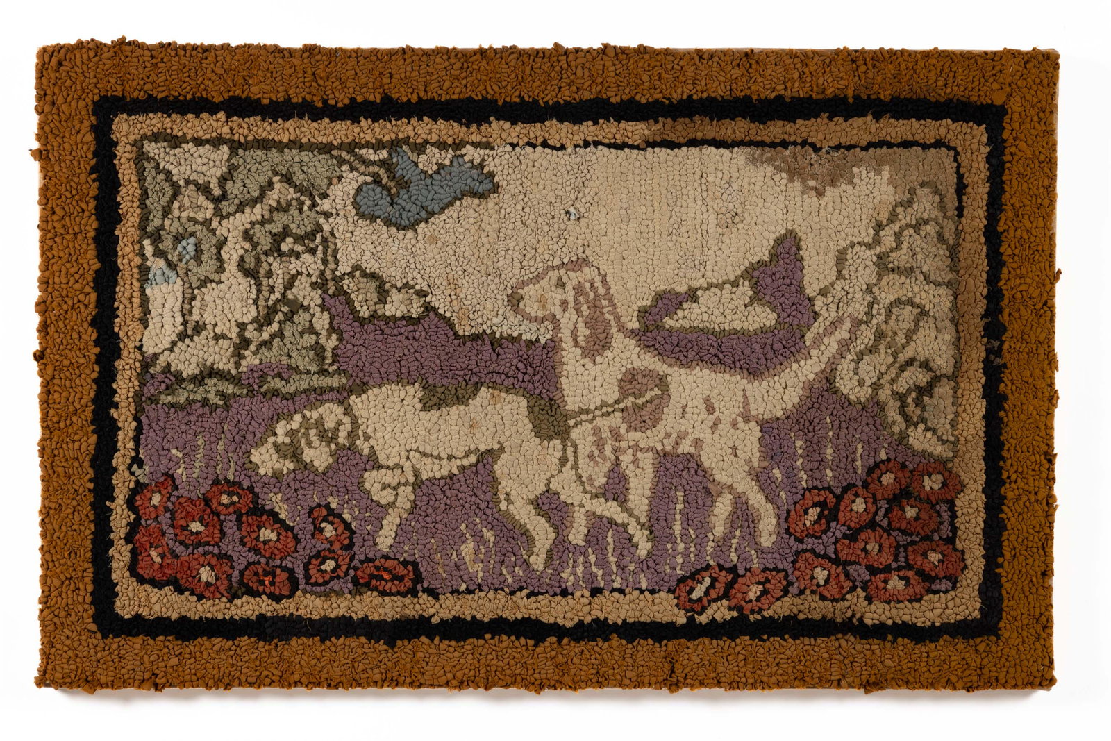 AMERICAN FOLK ART DOG PICTORIAL HOOKED RUG (1 of 5)