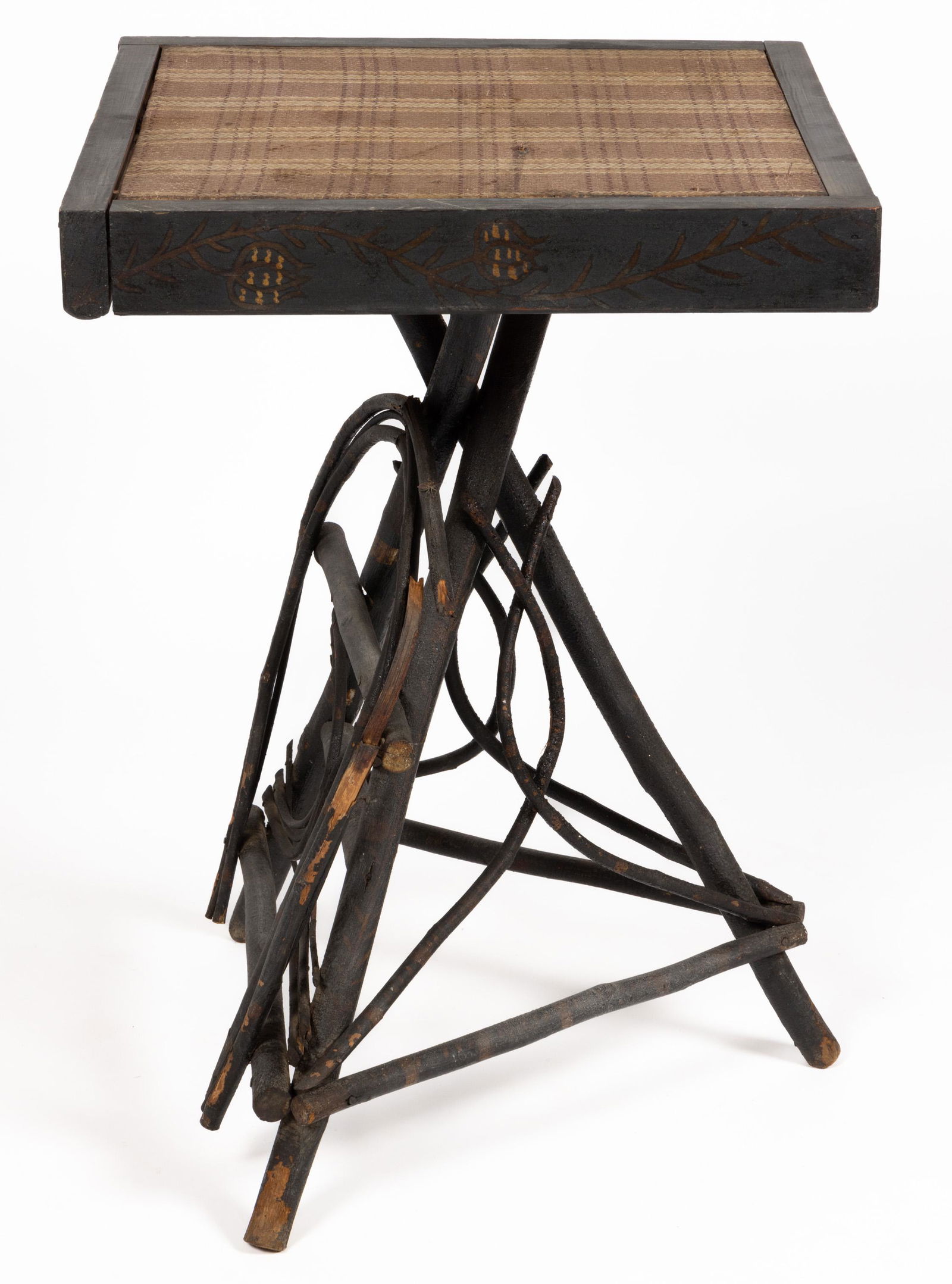 SOUTHERN APPALACHIAN PAINT-DECORATED RUSTIC TWIG-STYLE STAND (1 of 2)