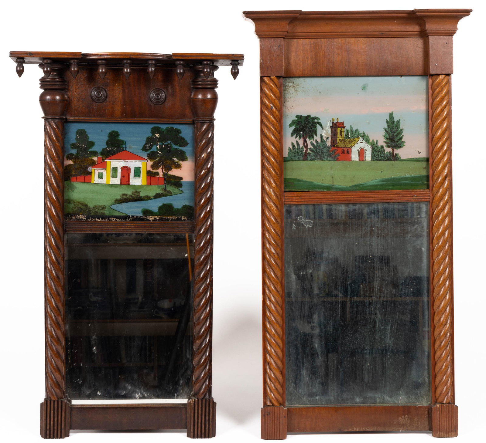 AMERICAN LATE FEDERAL LOOKING GLASS / WALL MIRRORS, LOT OF TWO (1 of 4)